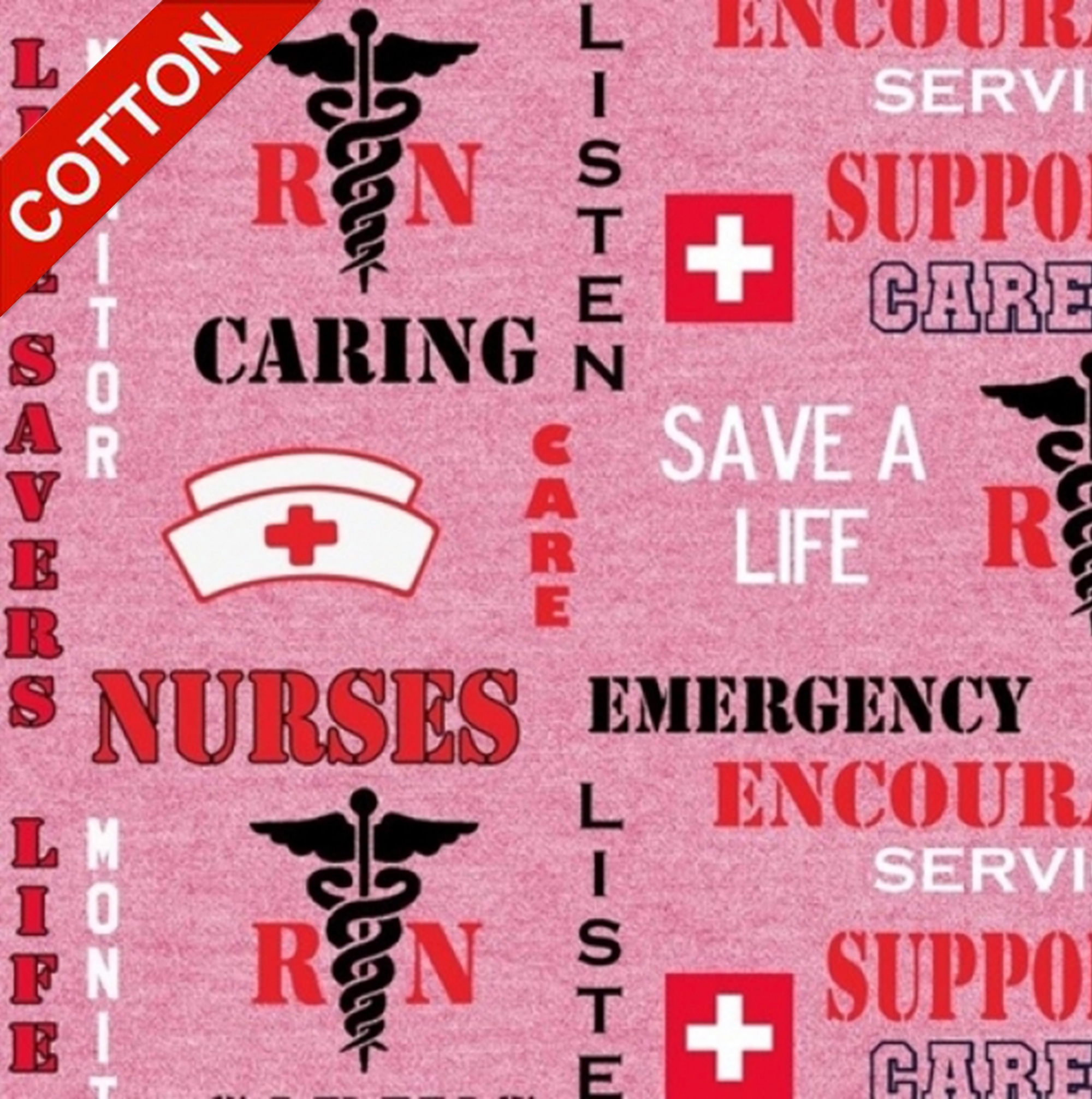 Nurses Emergency Support Medical Cotton Fabric